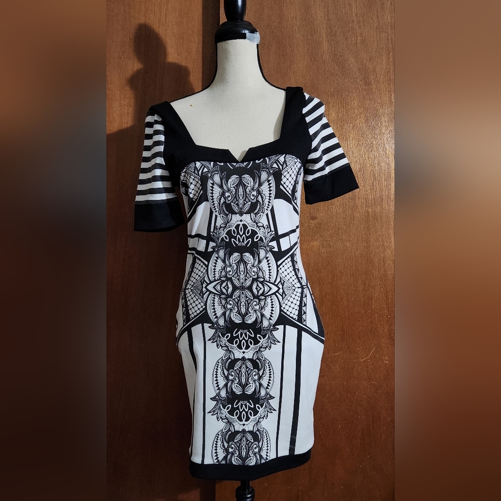 Kardashian Kollection Black and White Mini Dress